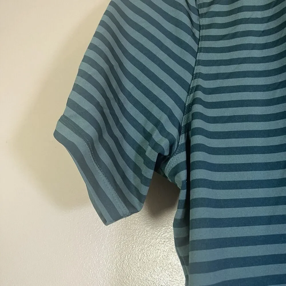 Nike Golf Polo Shirt Dri-Fit Victory Men 2XL Green Stripe Performance 891239